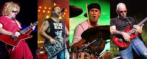 Sammy Hagan, Michael Anthony, Chad Smith and Joe Satriani